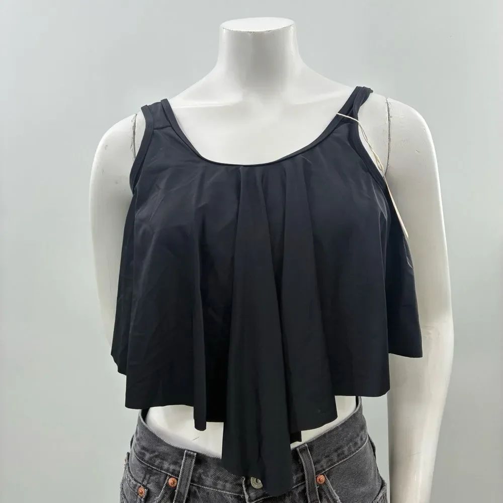 3for$20 Duostick Classic Black Sleeveless Crop Swim Top size M